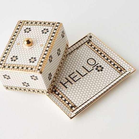 Anthropologie Dining Anthropologie Bistro Tile Butter Dish Hello